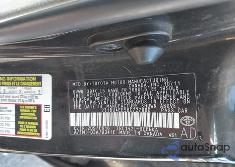 2011 Toyota Corolla Le из США, поврежденный, VIN 2T1BU4EE5BC727880